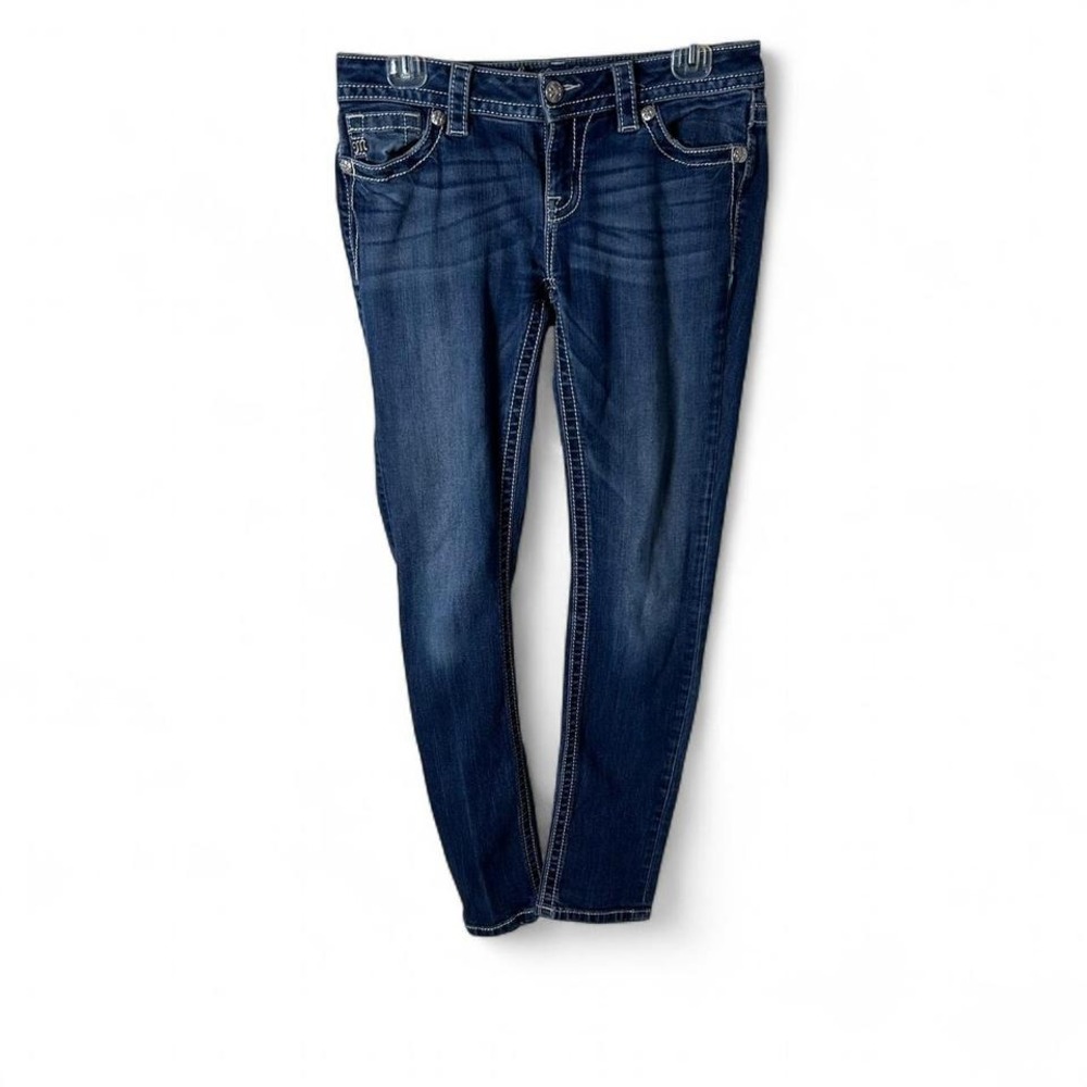 Miss Me Jeans Womens Size 28 Blue Signature Skinny Mid Rise Faded Stretch‎